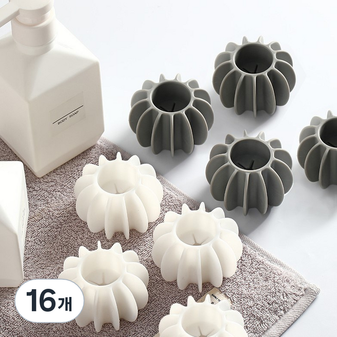 JD 실리콘 세탁볼 소형 8 흰색+회색 믹스 / 통돌이 드럼세탁기 겸용 먼지 제거 탈수 세탁 도우미, 흰색 회색 반반 1세트, 16개