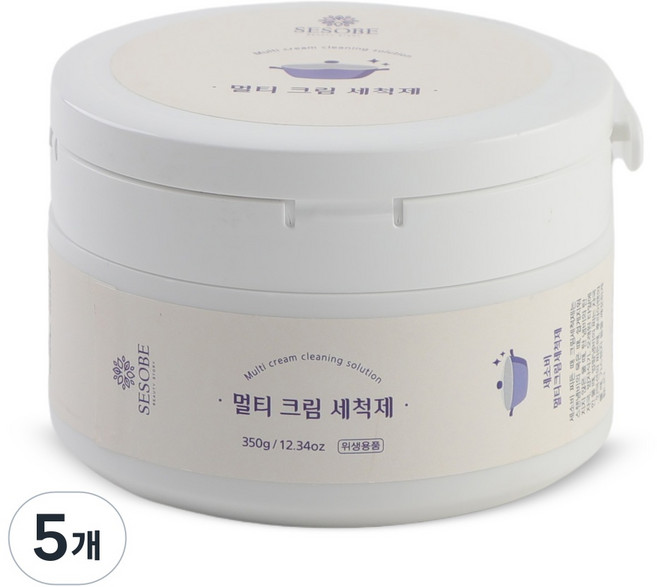 세소비 스테인레스 연마제거 탄냄비 찌든때 묵은때 물때 기름때 세척제, 5개, 350g