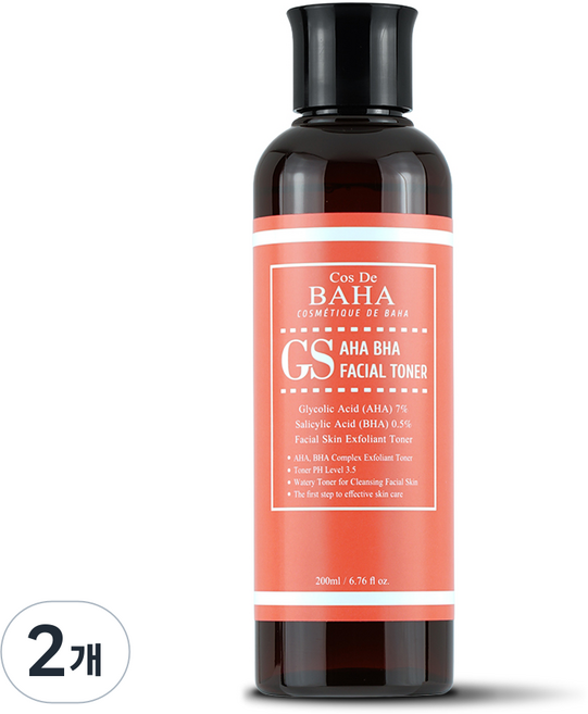 코스드바하 GS 아하 AHA 바하 BHA 필링 스킨 닦토 닥토, 200ml, 2개