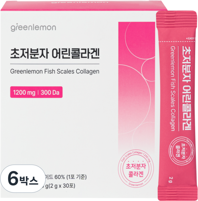 초저분자 어린콜라겐 펩타이드 비오틴 비타민C 히알루론산 식약처인증, 60g, 6박스