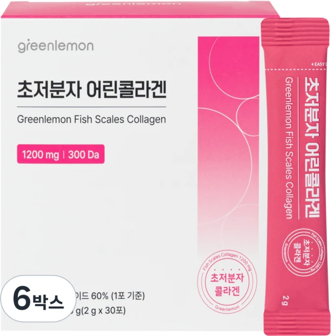 초저분자 어린콜라겐 펩타이드 비오틴 비타민C 히알루론산 식약처인증, 60g, 6박스 - 쿠팡