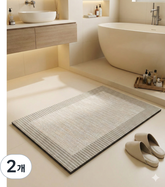 품질 좋고 가심비 뛰어난 / 워셔블 논슬립 규조토 발매트 / 우리집에 꼭 필요한 MUST HAVE 아이템, 2개, H타입