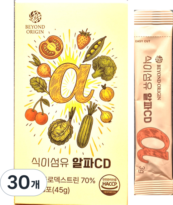 [비욘드오리진] 식이섬유 알파CD 깔끔한 포뮬라 무향무취 물 요거트와 간편 섭취, 30개, 3g