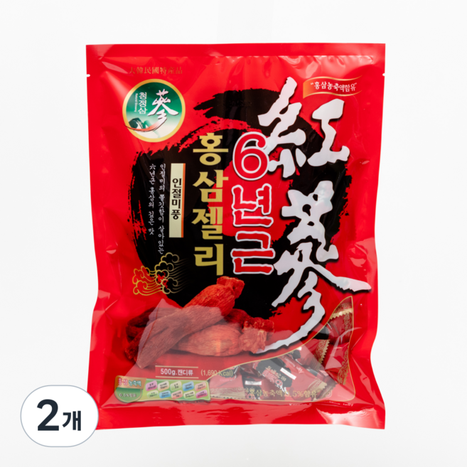 청정인삼 6년근 고함량 홍삼 젤리, 500g, 2개
