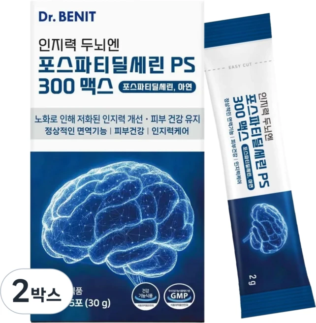 인지력 두뇌엔 포스파티딜세린 PS 300 맥스, 2박스, 30g - 쿠팡