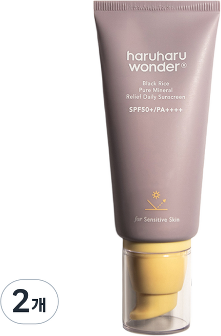 하루하루원더 블랙라이스 퓨어 미네랄 릴리프 데일리 선스크린 무기자차, 50ml, 2개