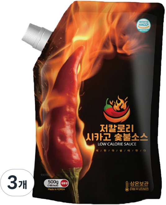 아이엠소스 저칼로리 숯불바베큐치킨소스 매운 다이어트, 500g, 3개