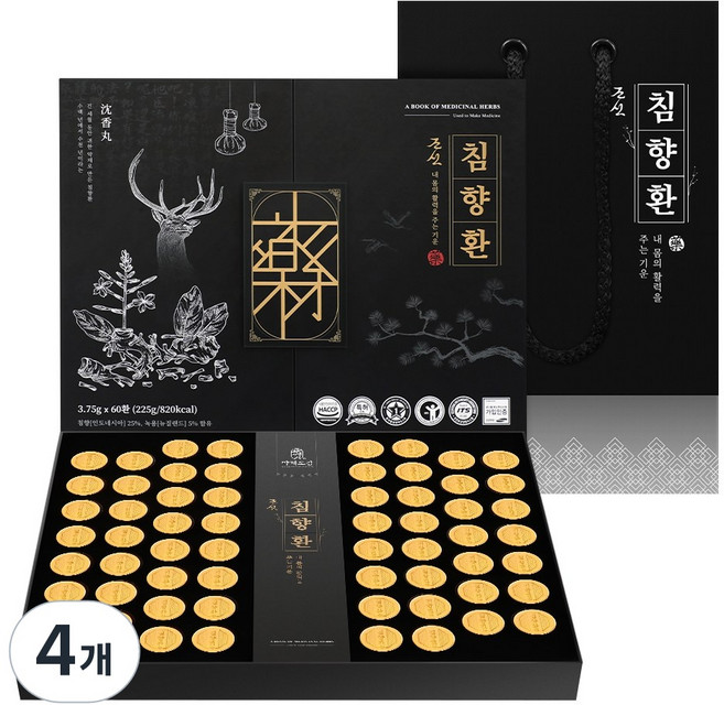 약재도감 조선 침향환 공진단 상자 + 쇼핑백, 4개, 225g
