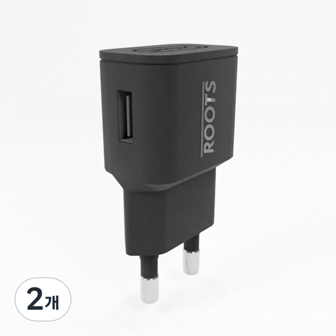 루츠 국내생산 USB 1포트 저전압 DC 5V 2A 저전력 저속충전 어댑터 홈캠 충전기 블랙, 2개