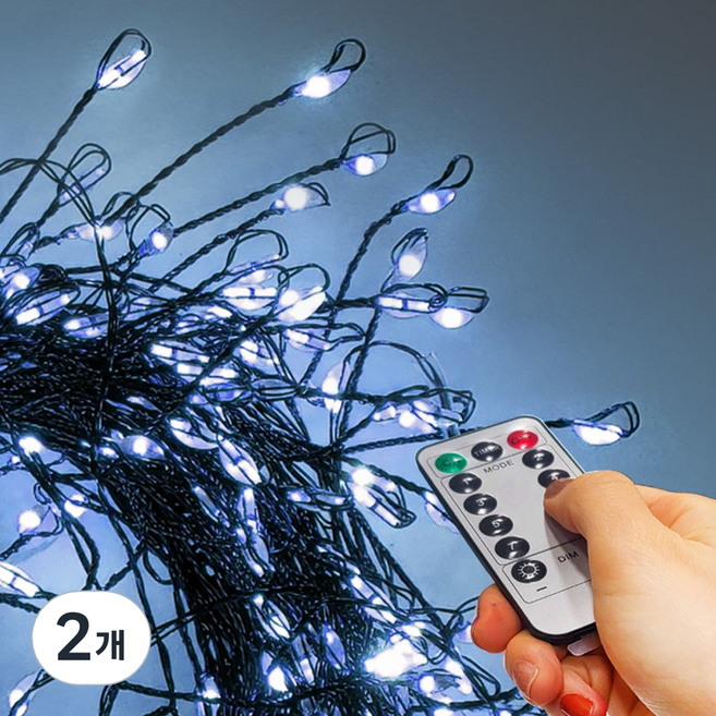 아리조명 LED 미리내 와이어 지네 전구 크리스마스 줄 조명 USB형 녹색선, 2개, 백색