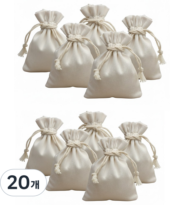 빈티지한 광목 패브릭 스트링 복조리 선물 포장 주머니, 20개