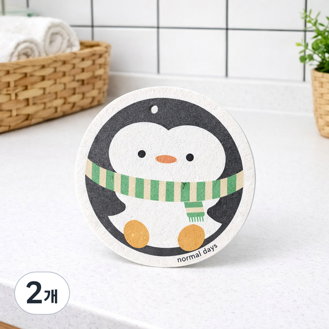 식물성 셀룰로스 착한 수세미 친환경 자연분해 제로웨이스트 천연펄프 스펀지 감성 캐릭터 어린이집 학원 모임 선물 답례품, 2개, 1개