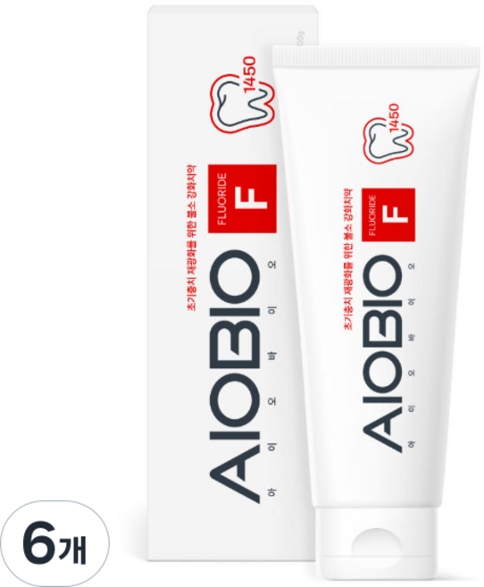 [고불소함유] 아이오바이오 F치약 충치전문 1450ppm 불소강화 기능성 고불소치약 치과전용, 100g, 6개