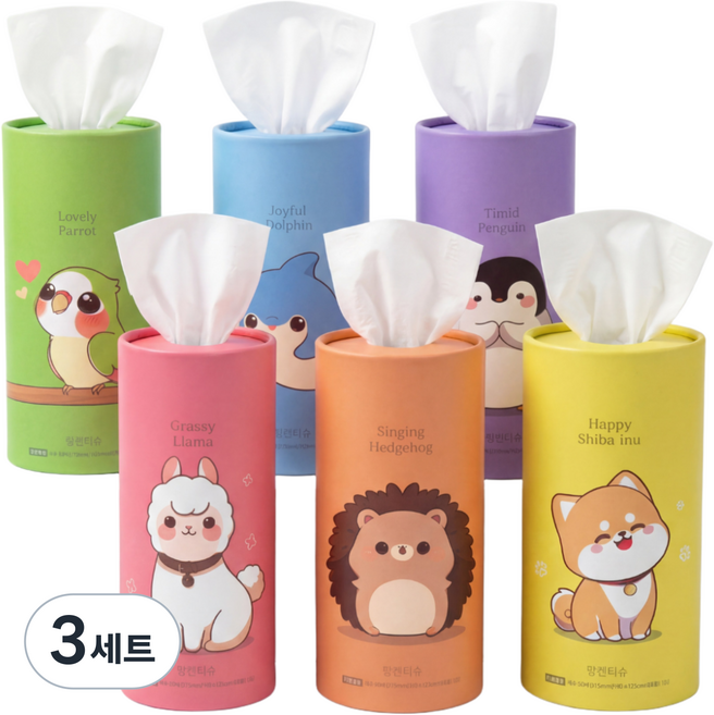 비라잇 팝캔티슈 휴대용 차량용 미니 각티슈 휴지, 3세트, 6개입