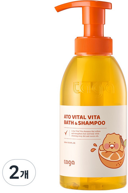 타가 키즈 올인원 샴푸 바디워시 오렌지향 세라마이드 저자극, 2개, 300ml