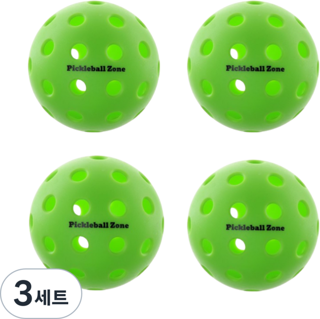피클볼공 실외용 40홀 (4P) (6P) (12P), 3세트, 그린