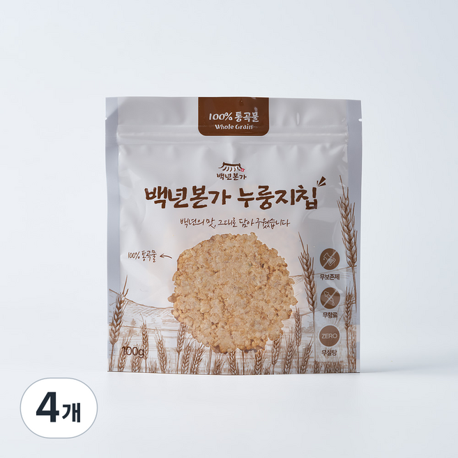 백년본가 국내산 1mm 햇쌀 건강간식 현미 귀리 곤약 누룽지칩, 100g, 4개