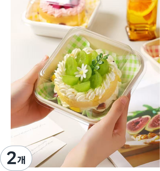 펄프 도시락 B-003D 화이트 패트뚜껑 사각 포장용기 햄버거 케이크 버터떡 트레이, 2개, 10세트