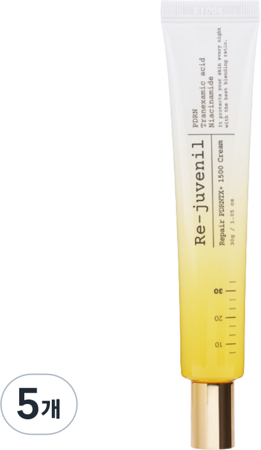 리쥬베닐 리페어 PDRNTX 1500+ 트라넥삼산 약국재생크림 멜라논 미백 콜라겐 겔크림 탄력 모공 수분 앰플 세럼, 30g, 5개