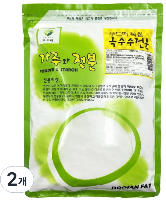 푸르맘 100% 옥수수전분, 2개, 1kg