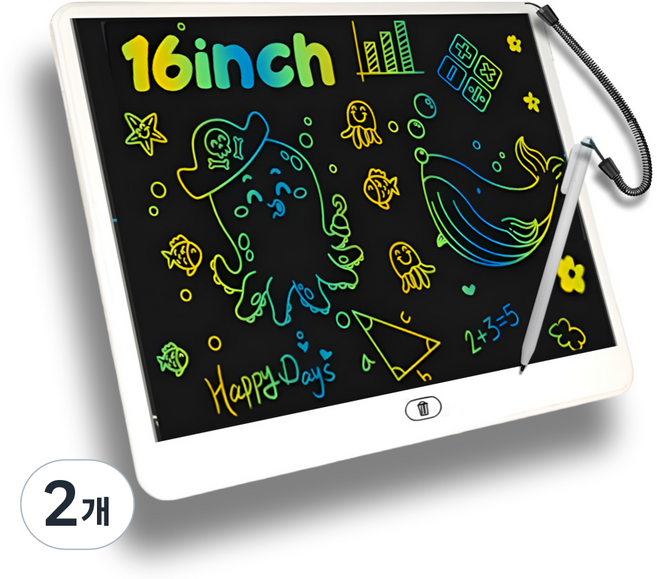 어나더토이 16inch (40cm) LCD 끈 드로잉패드 전자 컬러 스케치북 전자칠판 노트 스마트보드, 2개, 16인치