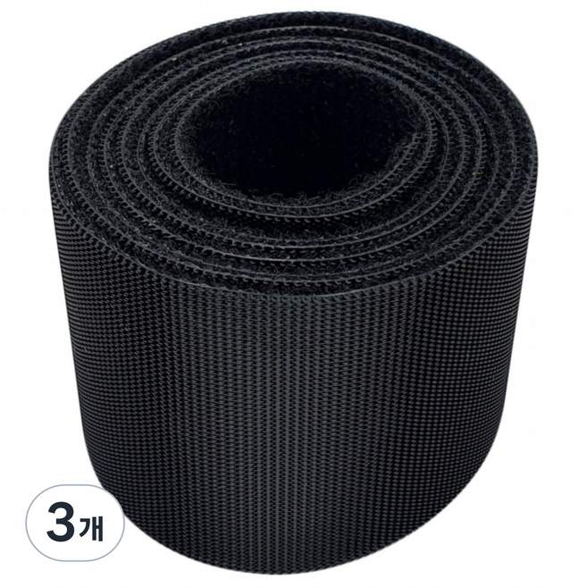 폭 5cm 국산 잘라쓰는 전선정리 암수한몸 양면벨크로타이 검정색, 슬림형 1미터, 3개