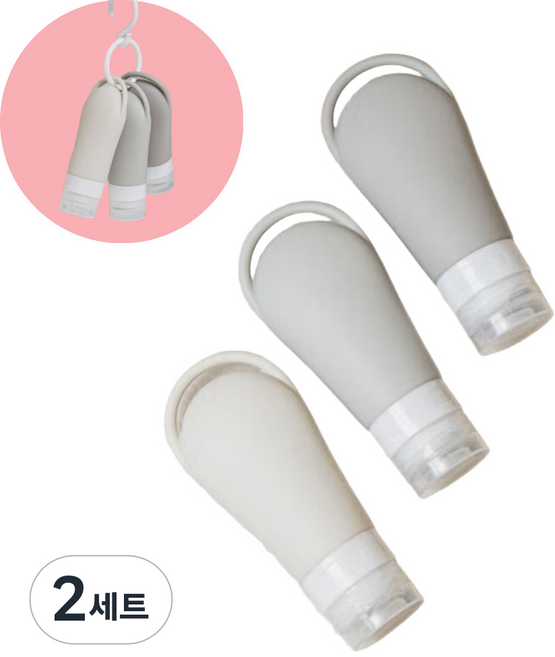 휴대용 실리콘 공병 세트 여행용 샘 방지 소스 용기, 2세트, 90mlX3개