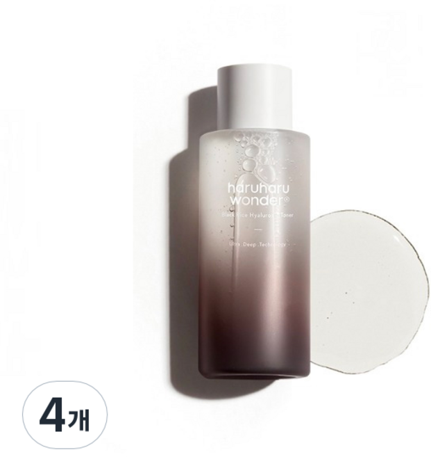 하루하루 원더 블랙 라이스 히알루로닉 토너, 4개, 150ml