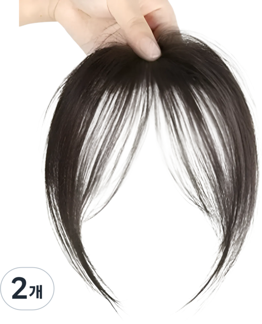 피에스컴퍼니 자연스러운 앞머리 가발 부분가발, 2개, 브라운블랙