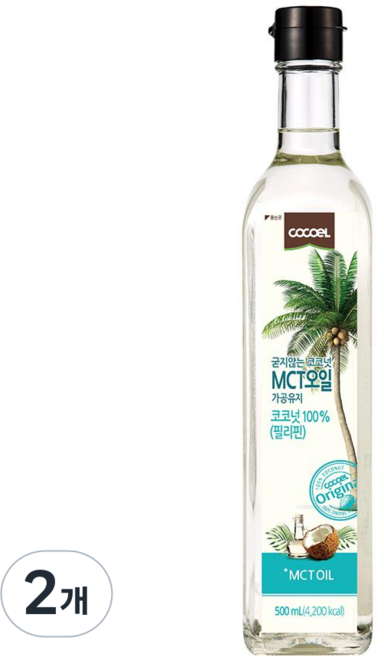 코엘 굳지않는 코코넛 MCT오일 가공유지, 2개, 500ml