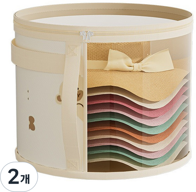 드리숲 대형 챙있는 모자 수납 보관함 정리함, 베이지, 2개