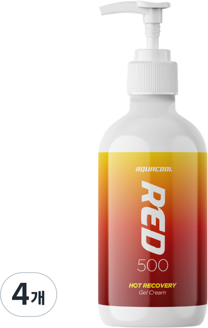 아쿠아쿨 레드 500 / 대용량 발열 리커버리 젤크림, 500ml, 4개