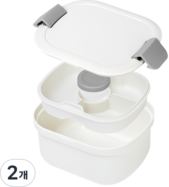 유즈베러띵 프리미엄 샐러드 도시락통 전자레인지 가능 베이지화이트, 화이트, 2개