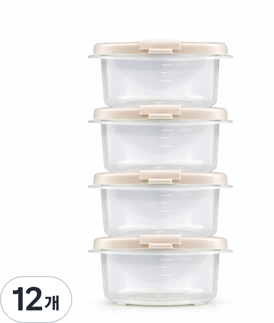 DAMDA 담다톡 전자레인지 보관용기 냉동밥, 12개, 정사각1호(350ml)