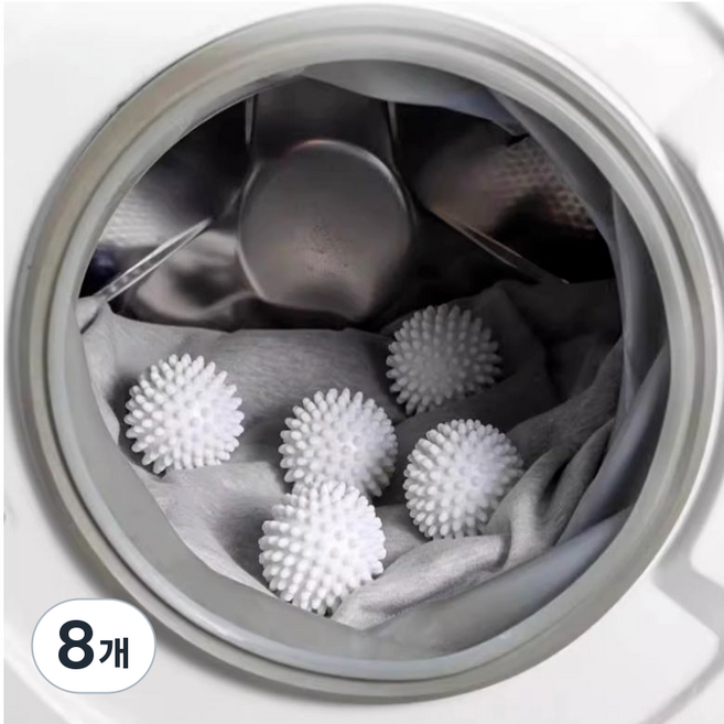 다용도 재사용 가능 엉킴 방지 세탁기 전용 패브릭 대형 세탁볼 4p 세트, 8개, 화이트