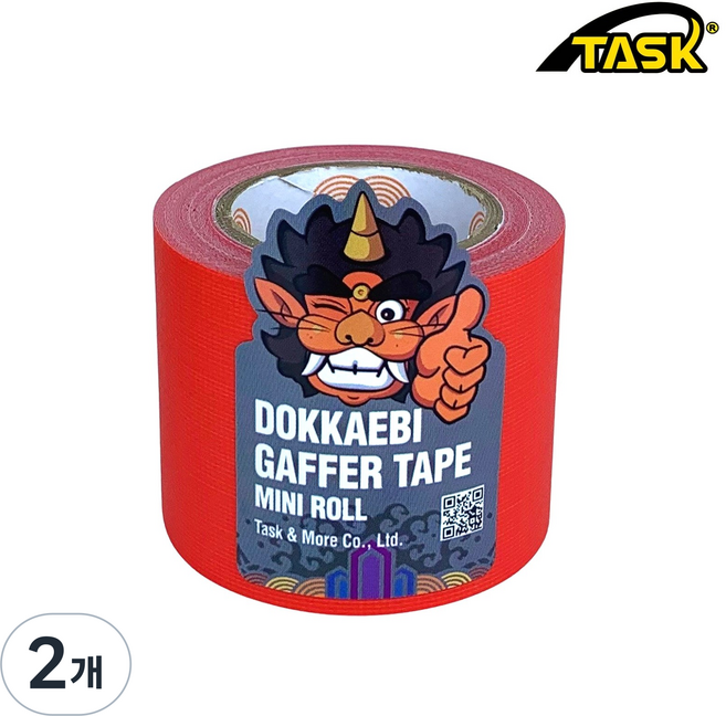 도깨비 수출용(국내산) 개퍼테이프 무광면테이프 미니롤 MATT RED 50mmX5m, 2개