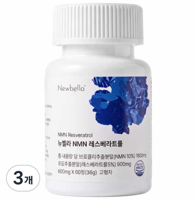 셀렉라이프 티아라 지연 Pick 뉴벨라 미국 프랑스산 NMN 레스베라트롤 식약청 HACCP 인증, 3개, 60정