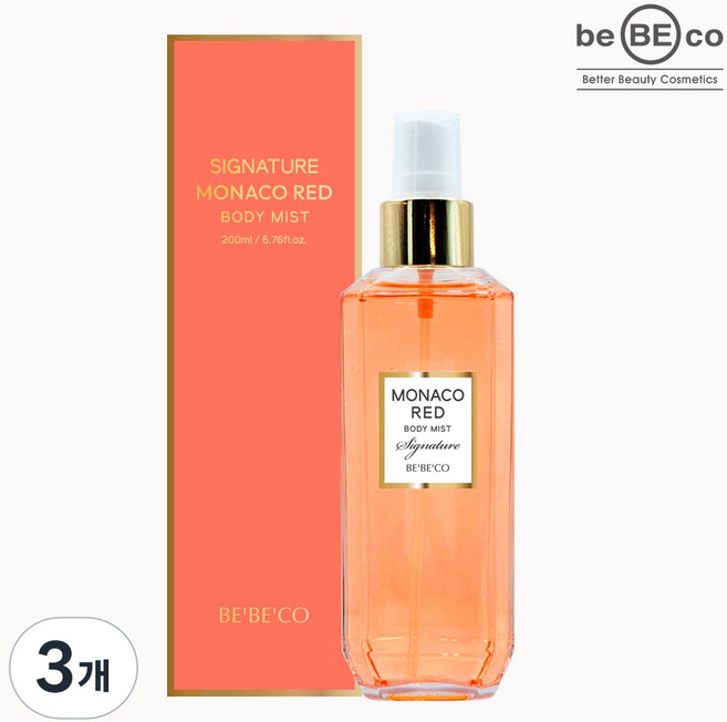 베베코 시그니처 모나코 레드 바디미스트 180ml / 시트러스향 플로럴향 바디향수 펴퓸미스트 퍼퓸바디미스트 플로럴미스트 수분미스트 향수미스트, 3개