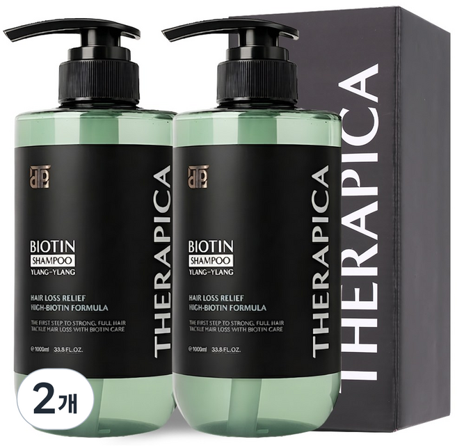 테라피카 비오틴 탈모샴푸 두피케어 맥주효모 더블임팩트, 2개, 1L