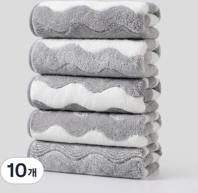 Sherrich 호텔수건 극세사 부드러운 스트라이프 먼지없는 수건, 10개, 그레이