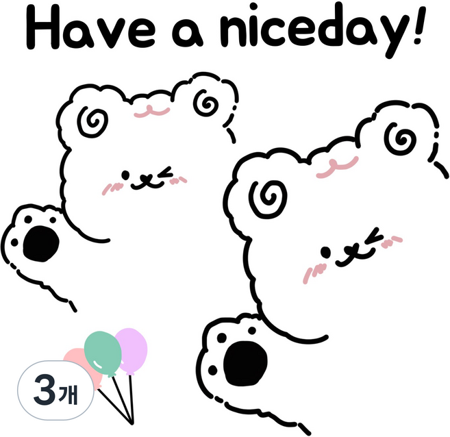 위드코코 DIY 캐리어 꾸미기 빅사이즈 대형 방수 유리 벽 욕실 리무버블 베어 꽃 스티커, 나이스베어, 3개