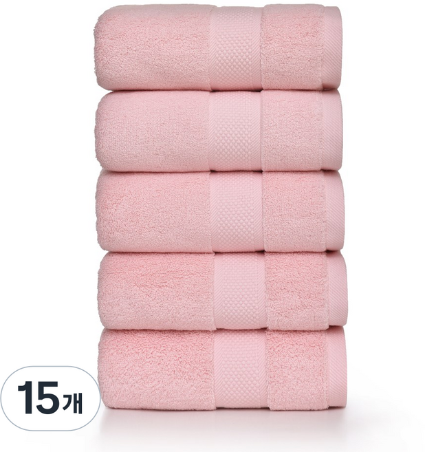 록신 호텔 피크닉 수건 200g 40수 코마사 5종세트, 슈가핑크, 15개
