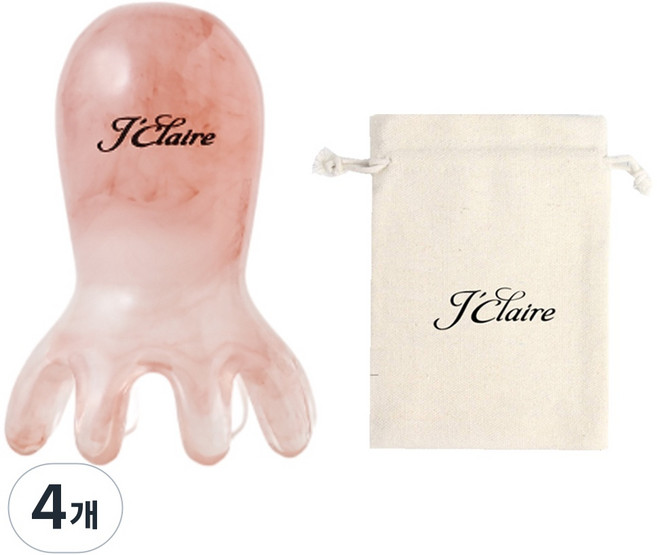 제이끌레르 문어 두피 괄사 마사지기, 로즈레드, 4개