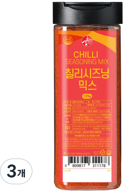 아이엠소스 칠리시즈닝믹스 파우더, 125g, 3개