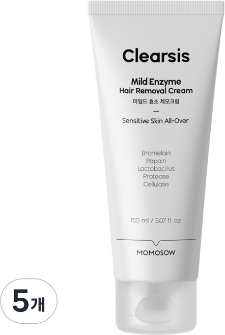 모모쏘우 클리어시스 마일드 효소 제모크림 / 순한 셀프 왁싱, 5개, 150ml