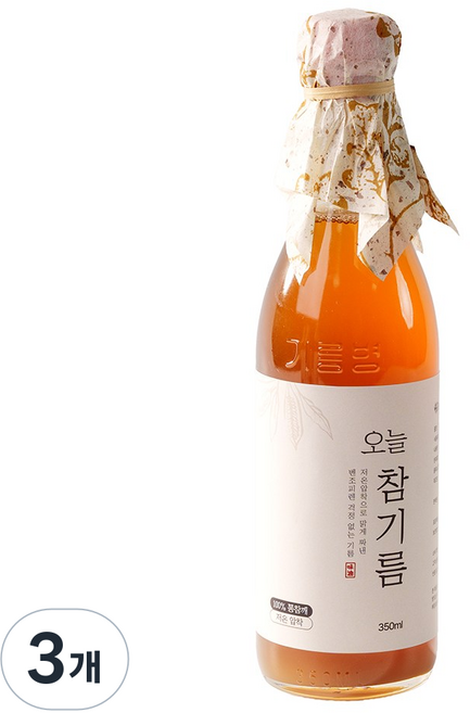 저온압착 통참깨 오늘참기름, 3개, 350ml