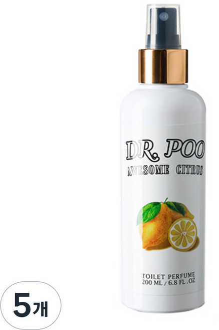 닥터푸 토일렛퍼퓸 화장실 탈취제 화장실 방향제, 200ml, 5개, 어썸시트러스