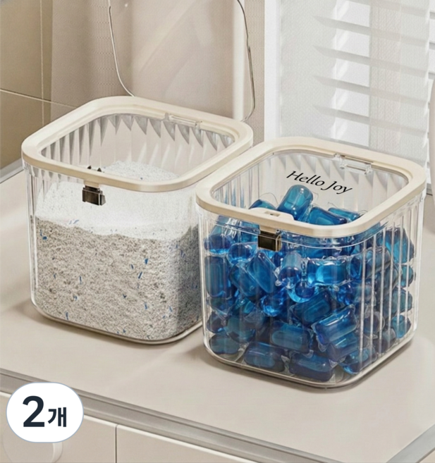 헬로조이 캡슐세제 보관함 원터치 캡슐세제통 보관 케이스, 투명, 2개