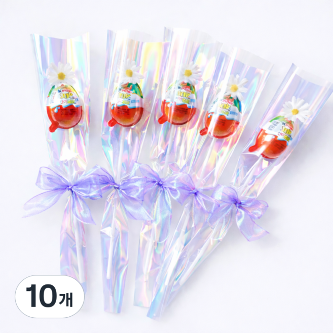킨더조이 데이지 한송이 꽃다발 만들기 키트 세트 졸업식 수료식 입학식 (킨더조이 미포함), 10개, 퍼플