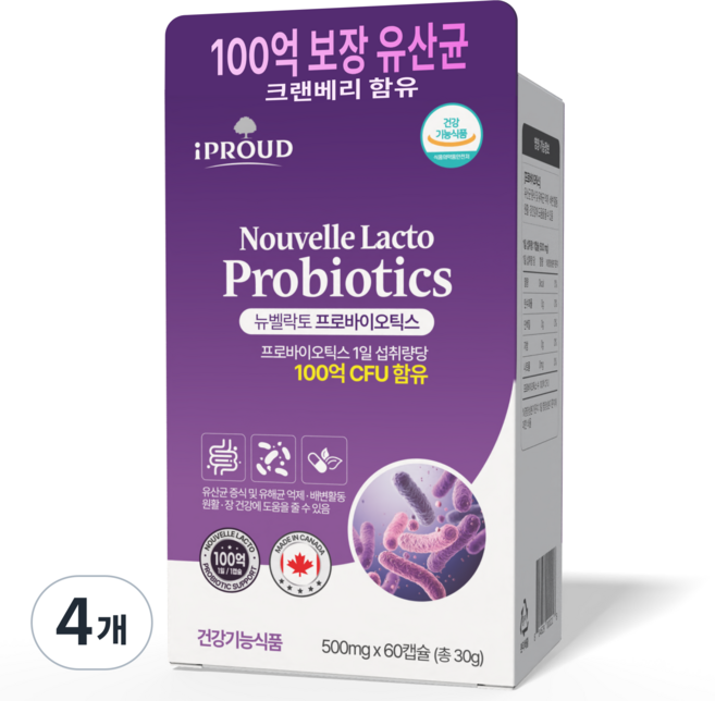 아이프라우드 임산부 유산균 100억 CFU 보장 프로바이오틱스 크랜베리 함유, 4개, 60정